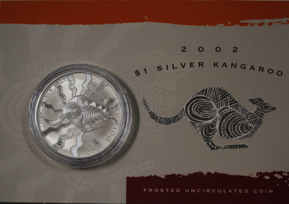 2002 Australian Kangaroo 1oz Silver Coin in Card