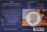 2006 Australian Kangaroo 1oz Silver Coin in Card