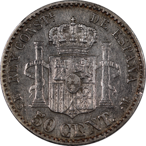 Spain 1880 50 Cents aVF