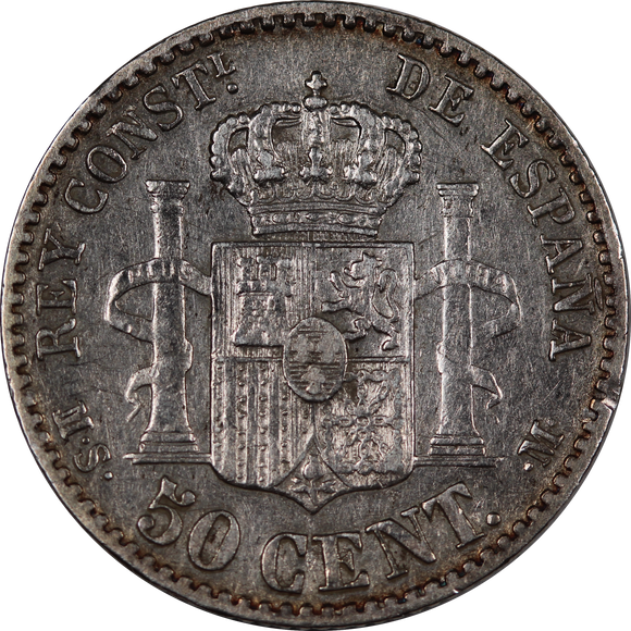 Spain 1880 50 Cents aVF