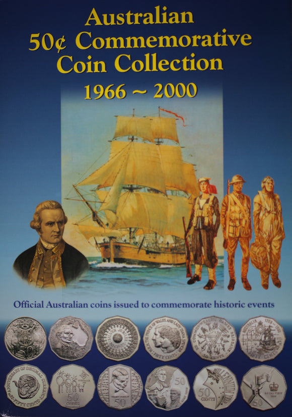 Australian 50c Commemorative Coin Collection in Folder 1966-2000