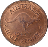 1943I Halfpenny Struck without Collar Error ChUNC