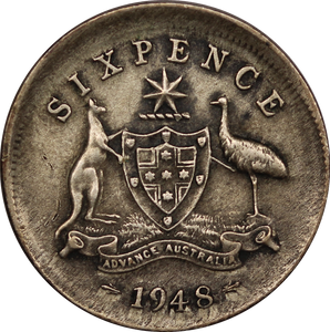 1948 Sixpence Off Centre Struck aVF