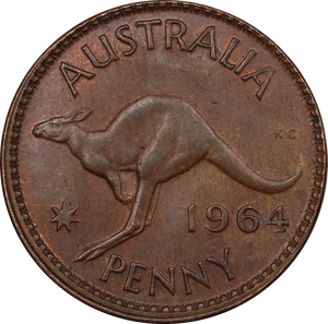 1964 Penny Off Centre Struck UNC