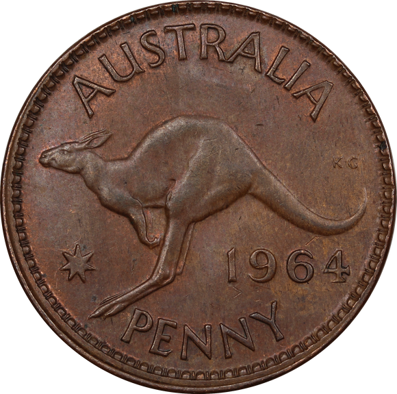 1964 Penny Off Centre Struck UNC