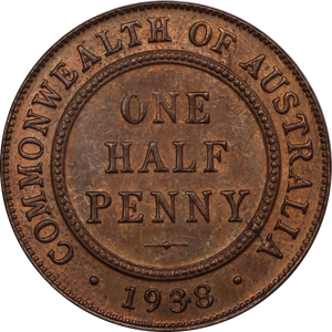 1938 Halfpenny UNC