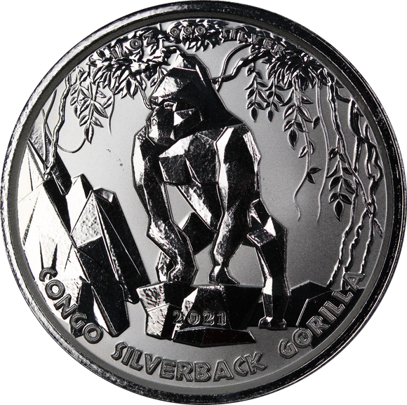 2021 Congo Silverback Gorilla 1oz Silver Coin