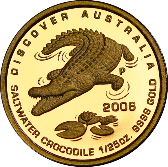 2006 Discover Australia Saltwater Crocodile 1/25oz Gold Coin