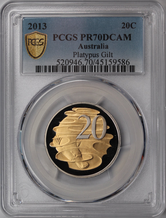 2013 20c Platypus Gilt 20c Coin PR70DCAM