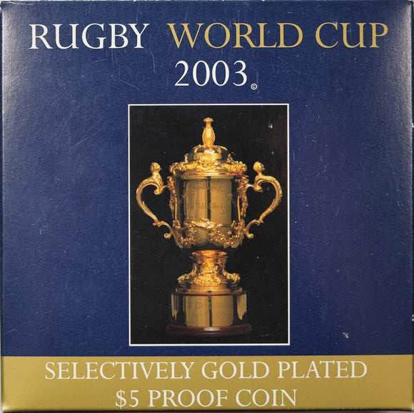 2003 Rugby World Cup $5 Silver Proof Coin