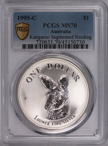 1995 Kangaroo 1oz Silver Coin MS70