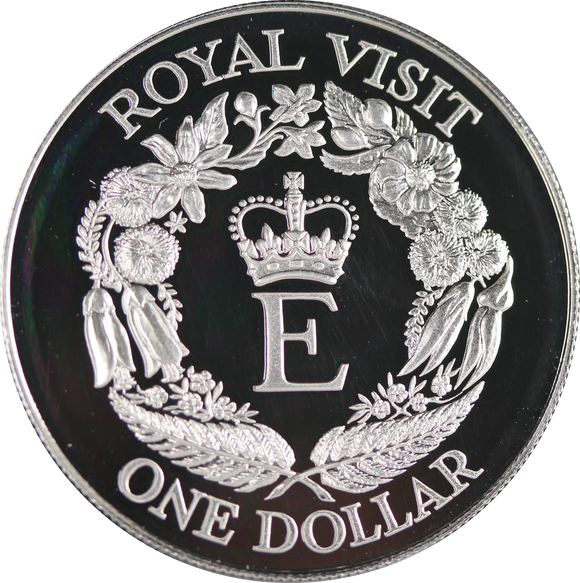 NZ 1986 QEII Royal Visit $1 Silver Coin