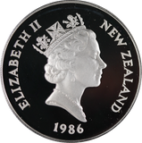 NZ 1986 QEII Royal Visit $1 Silver Coin