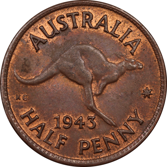 1943 Halfpenny UNC