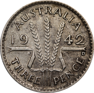 1942 Threepence Circulated