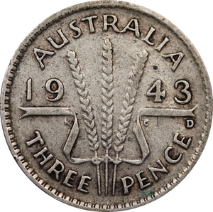 1943D Threepence Circulated