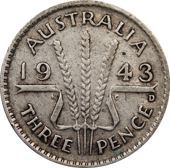 1943D Threepence Circulated