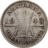 1943D Threepence Circulated