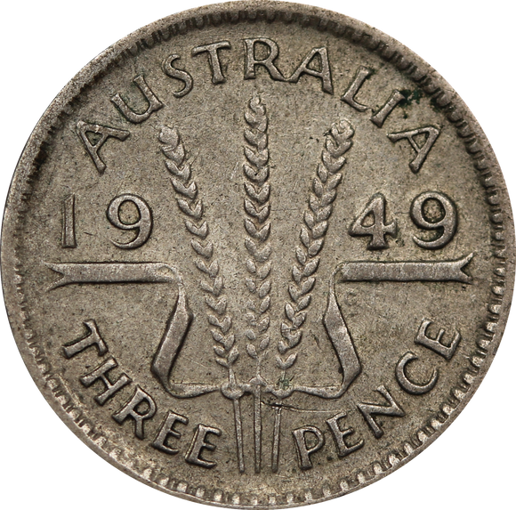 1949 Threepence Circulated