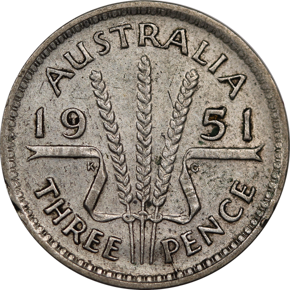 1951 Threepence Circulated