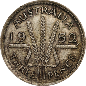 1952 Threepence Circulated