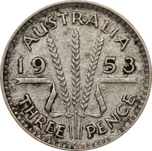 1953 Threepence Circulated