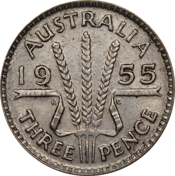 1955 Threepence Circulated