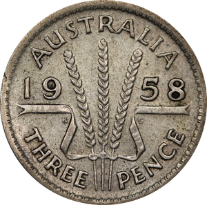 1958 Threepence Circulated