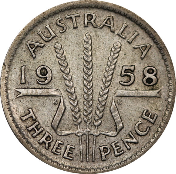 1958 Threepence Circulated