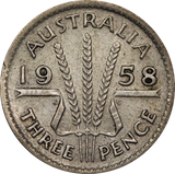 1958 Threepence Circulated