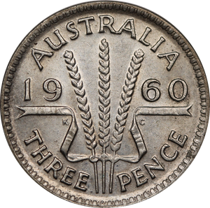 1960 Threepence Circulated