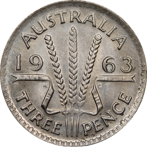 1963 Threepence aUNC