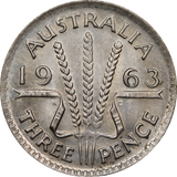 1963 Threepence aUNC