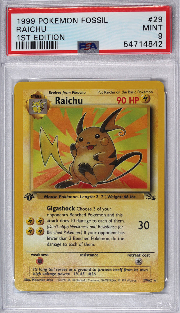 Raichu 1999 First Edition Fossil Set PSA 9 Thompsons Coins Raichu 1999 First Edition Fossil Set PSA 9 Thompsons Coins