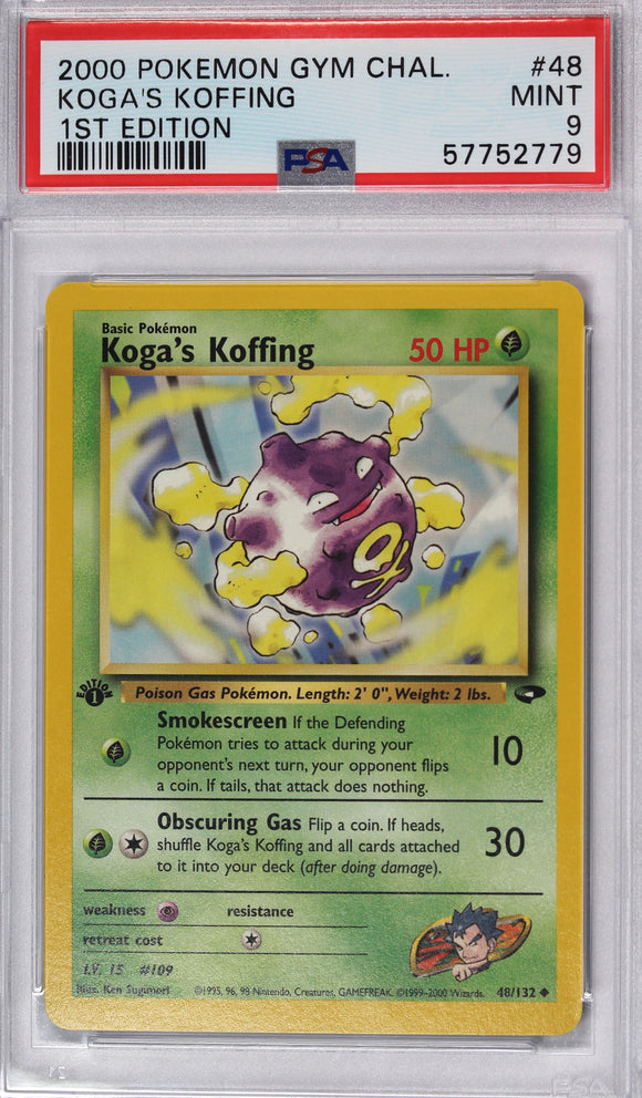 Koga's Koffing 2000 First Edition PSA 9 Pokemon Card Thompsons Coins Koga's Koffing 2000 First Edition PSA 9 Pokemon Card Thompsons Coins