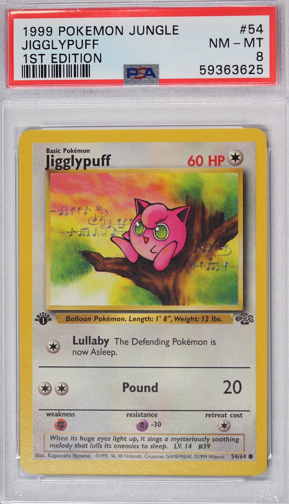 Jigglypuff 1999 Jungle Set First Edition PSA 8 Pokemon Card Jigglypuff 1999 Jungle Set First Edition PSA 8 Pokemon Card