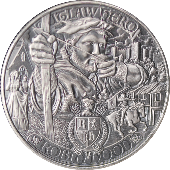 2021 Robin Hood 1oz Silver Antiqued Coin