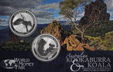 2011 World Money Fair Kookaburra and Koala 1oz Silver Coin Pair