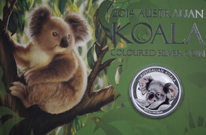 2014 Coloured Koala 1oz Silver Coin in Card