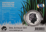 2013 Bindi Australian Saltwater Crocodiles 1oz Silver Coin in Card