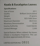 2011 Koala and Eucalyptus Silver Scented Coin