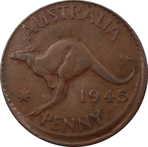 1945 Penny Off Centre Struck VF