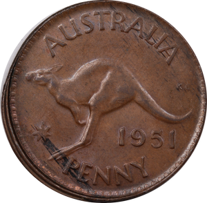 1951 Penny Off Centre Struck gEF