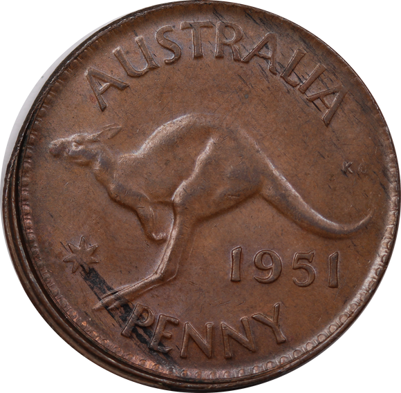 1951 Penny Off Centre Struck gEF