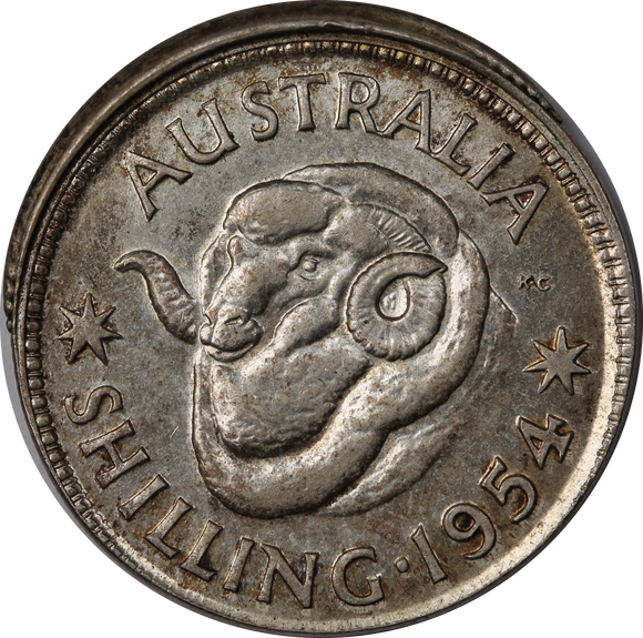 1954 Shilling Off Centre Struck gEF