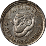 1954 Shilling Off Centre Struck gEF