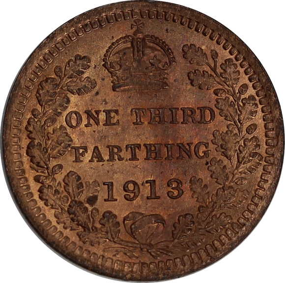 GB 1913 1/3 Farthing UNC