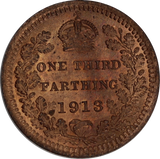 GB 1913 1/3 Farthing UNC