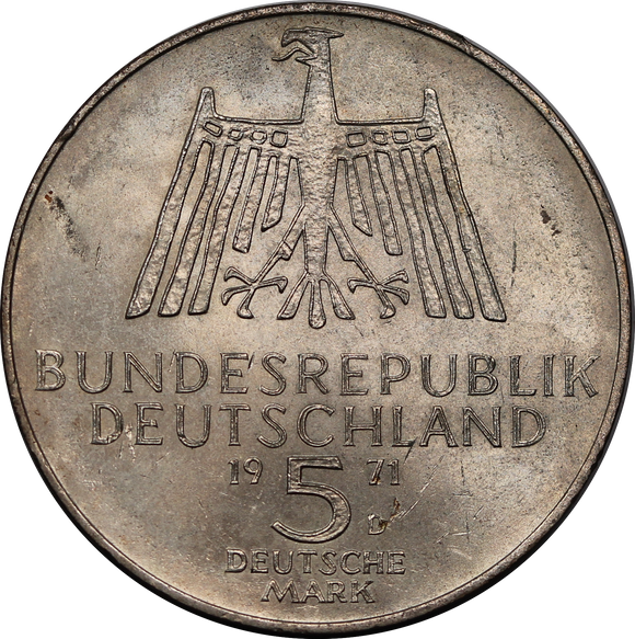 Germany 1971D (Munich Mint) 5 Mark 500th Ann. Albercht Durer UNC