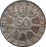 Austria 1973 50 Schilling 500th Ann. Bummerl House aUNC